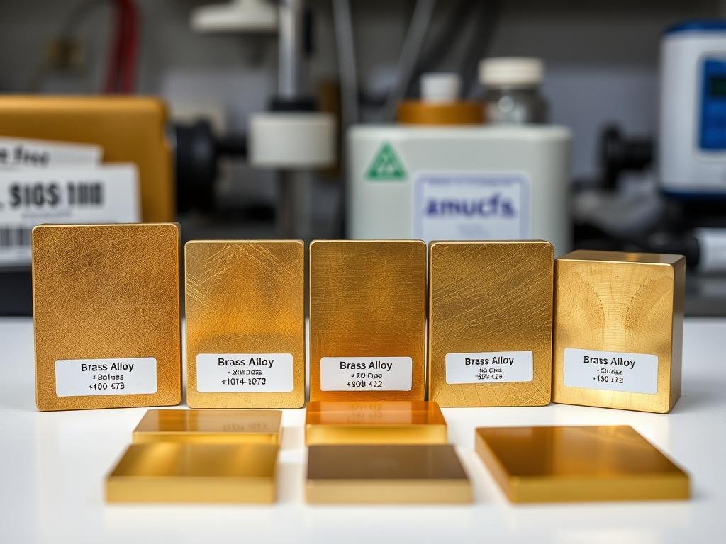 Different brass alloy samples showing varying compositions and properties
