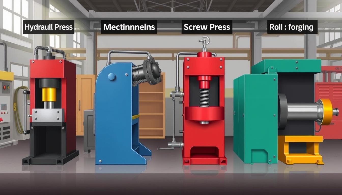 Different types of forging equipment showing various forging process methods