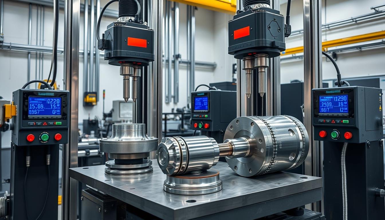 Engineering stress test comparing load-bearing capacity of forged aluminum and machined steel components Engineering stress test comparing load-bearing capacity of forged aluminum and machined steel components