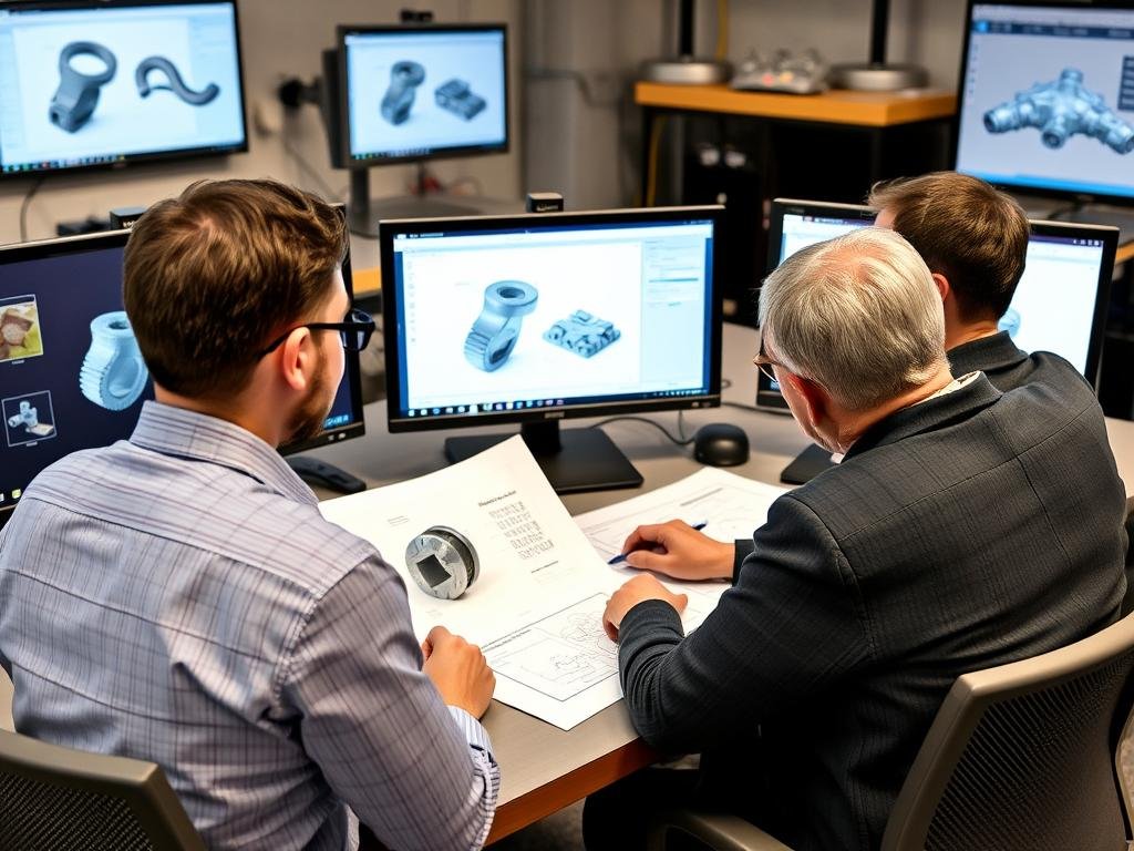 Engineering team at MAIKONG working on custom aluminum forging designs