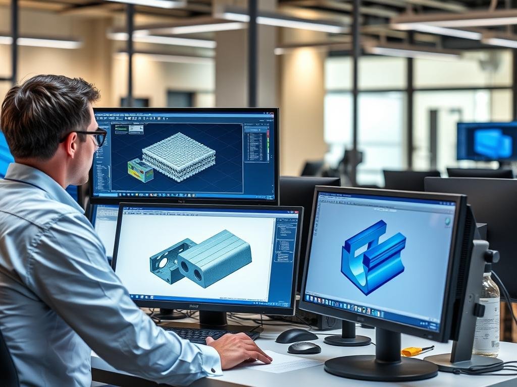 Engineers working on CAD design for aluminum forged components