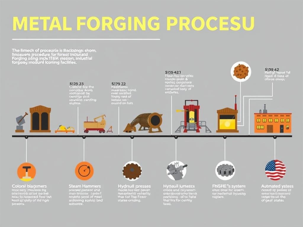 Evolution of Metal Forging Procedures showing progression from manual to industrial techniques