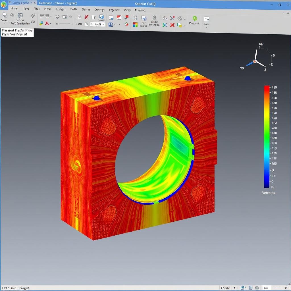 FEA simulation showing stress distribution in forging process