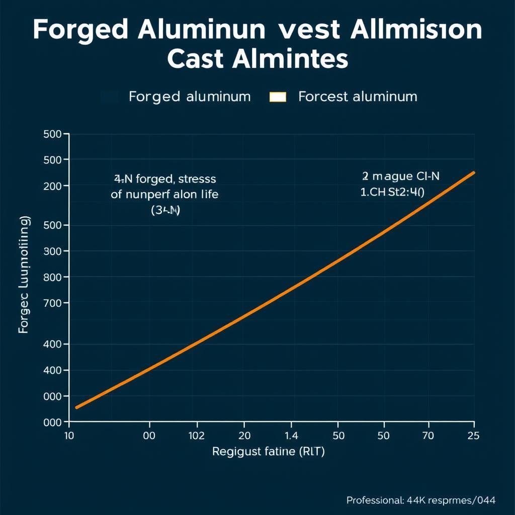 Fatigue test results for forged aluminum showing improved performance over cast aluminum Fatigue test results for forged aluminum showing improved performance over cast aluminum