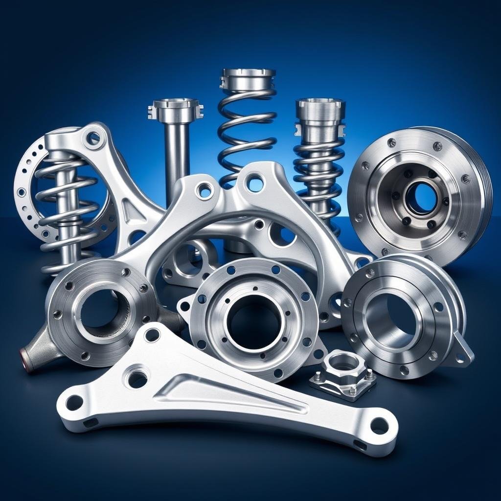 Forged aluminum automotive components including suspension parts