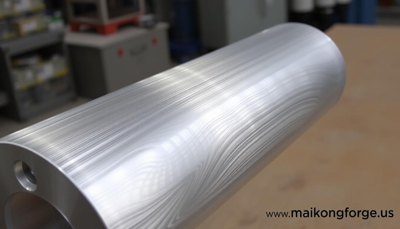 Forged aluminum component showing refined grain structure