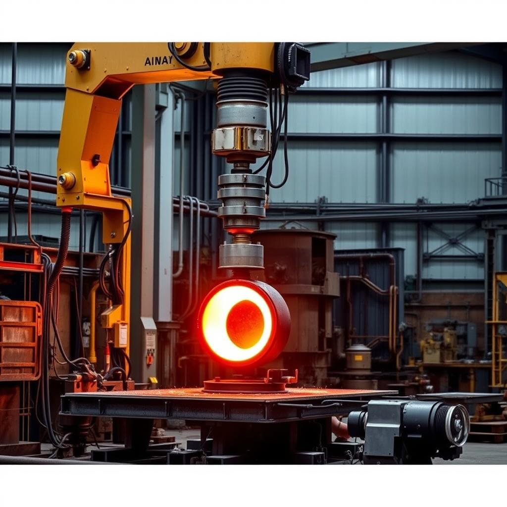 Forging manipulator handling large hot workpiece