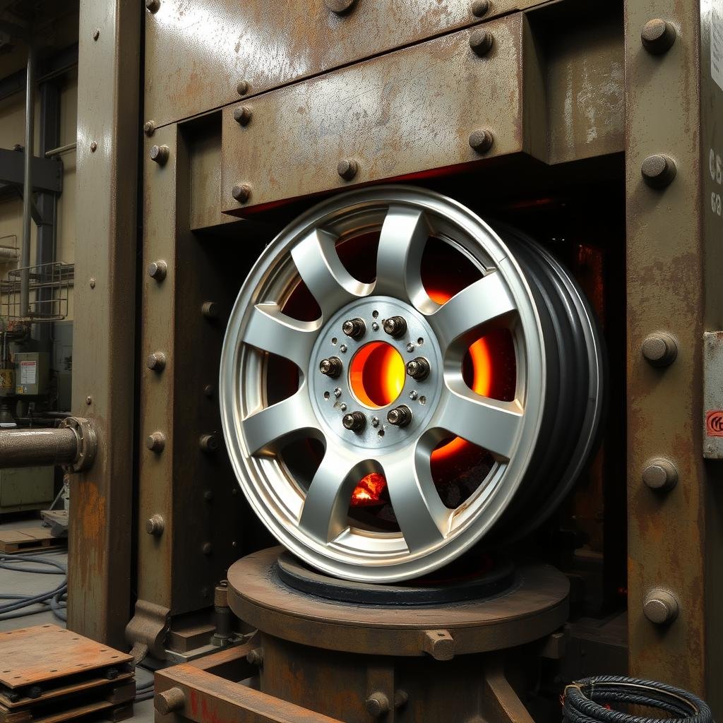 Forging process of aluminium wheel under high pressure Forging process of aluminium wheel under high pressure