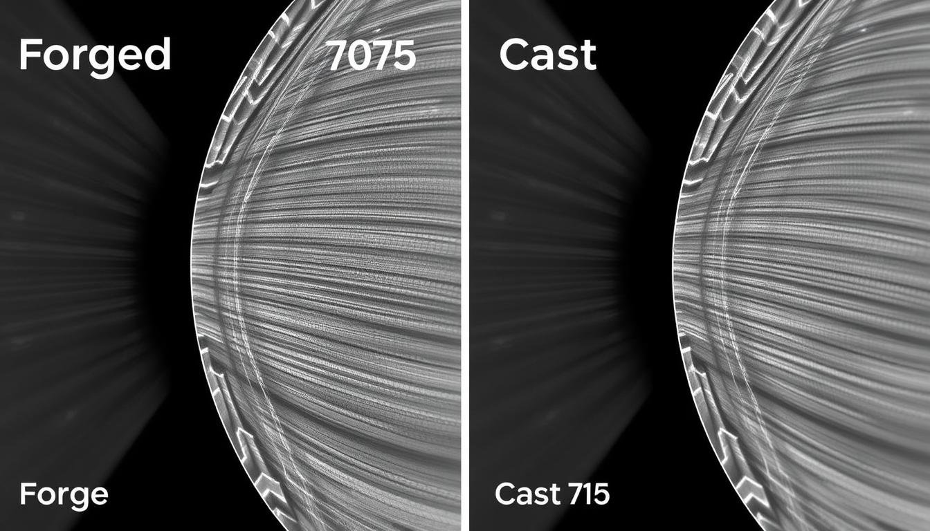 Grain flow comparison between forged and cast 7075 aluminum