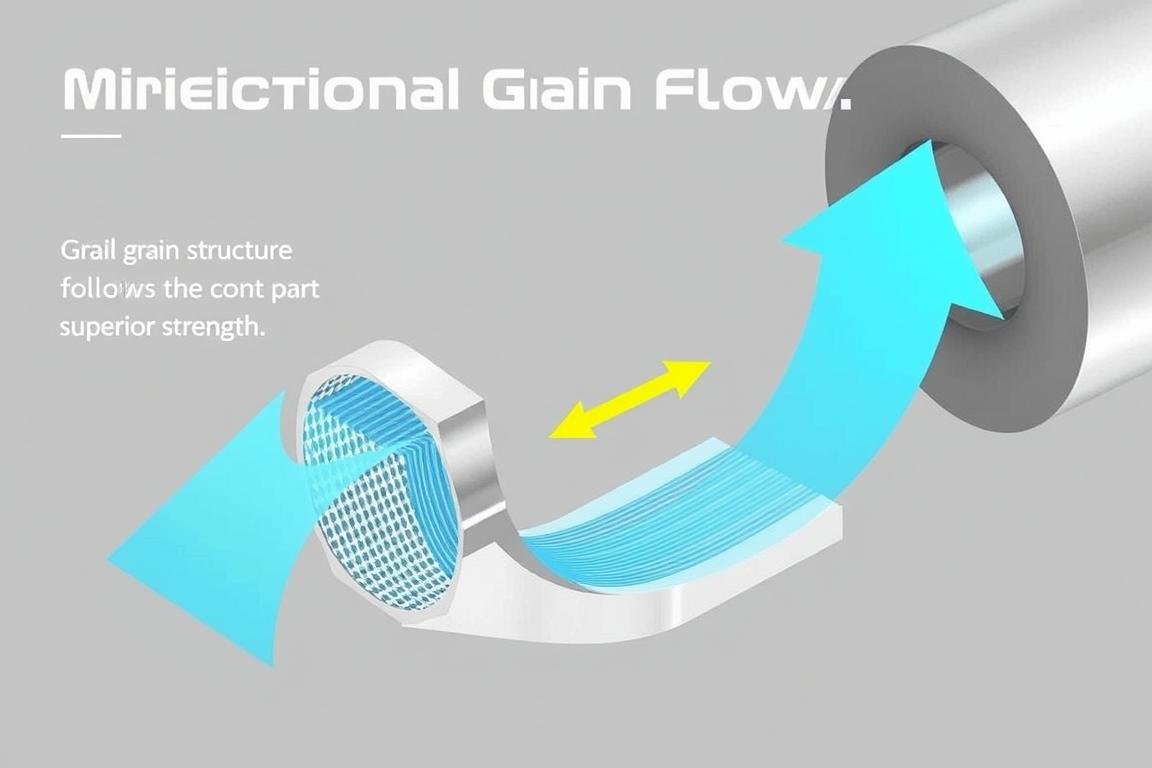 Grain flow visualization in forged aluminum parts showing the metallurgical benefits from the History of Aluminum Forging techniques