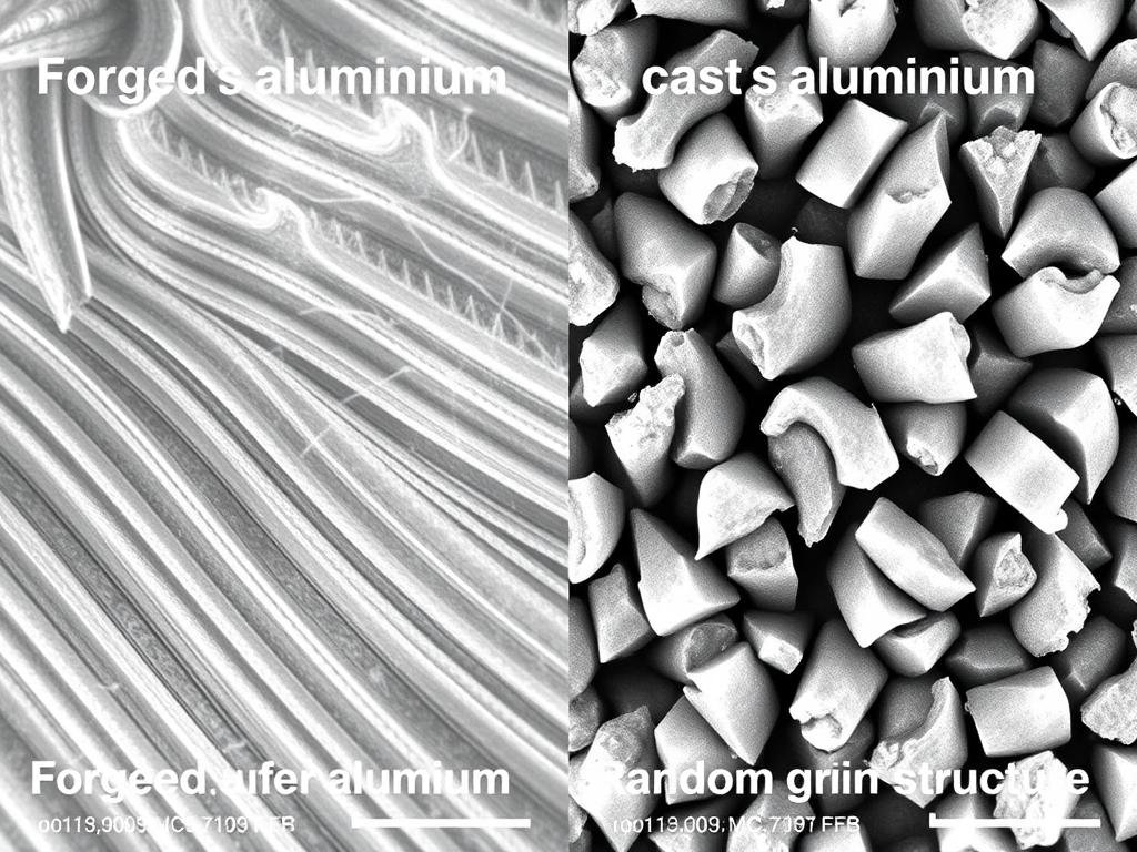 Grain structure comparison between forged and cast aluminum