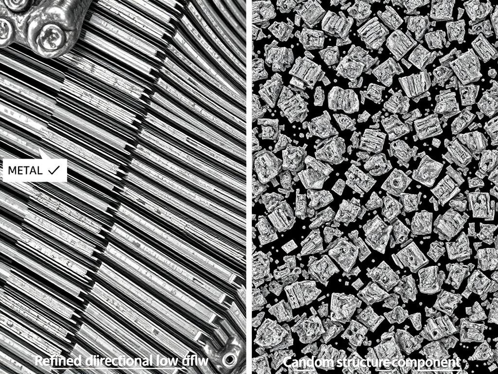 Grain structure comparison between forged and cast components