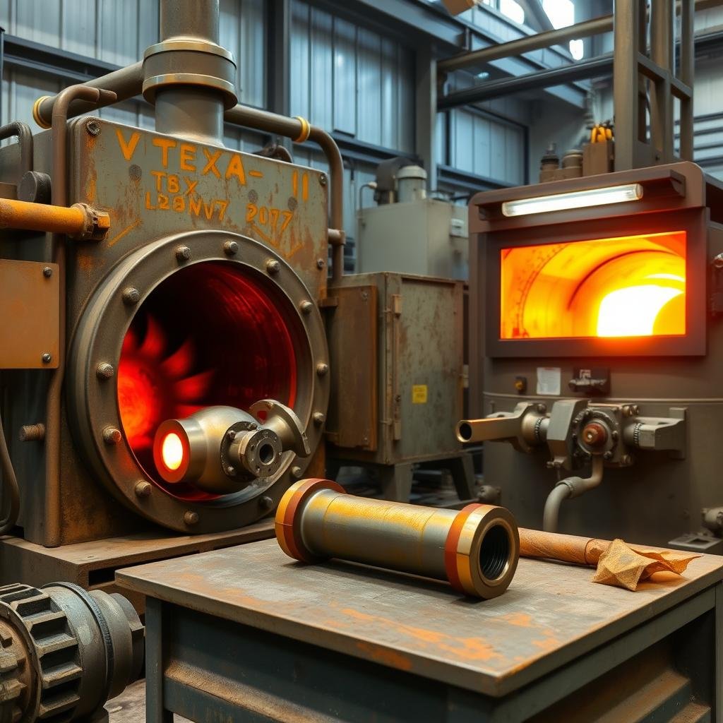 Heat treatment furnace processing forged components