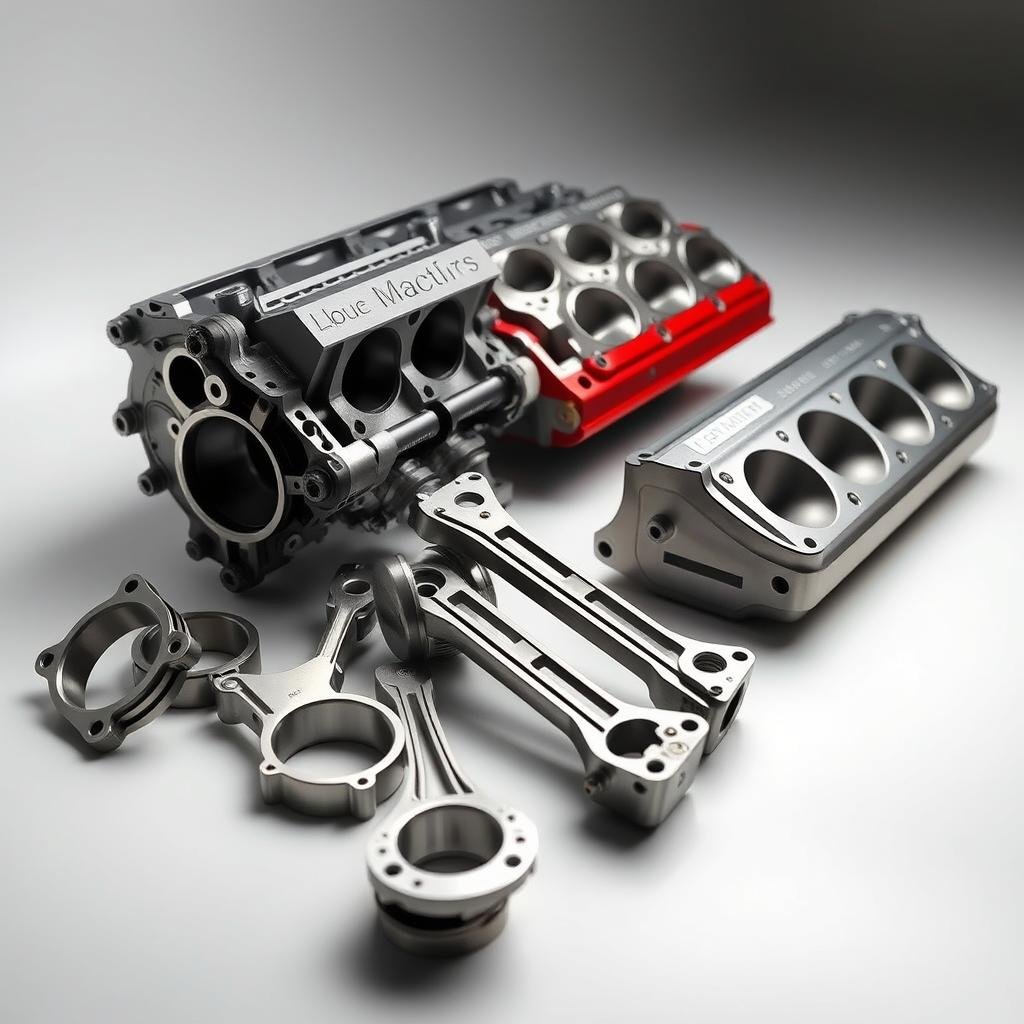 High-performance automotive engine parts machined from billet