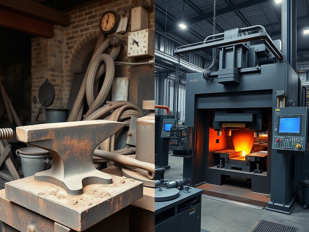 Historical vs modern steel forging equipment comparison