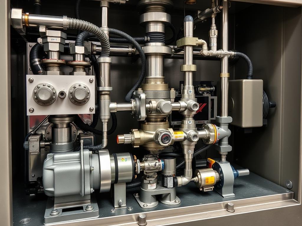 Hydraulic system components of a MAIKONG forging press