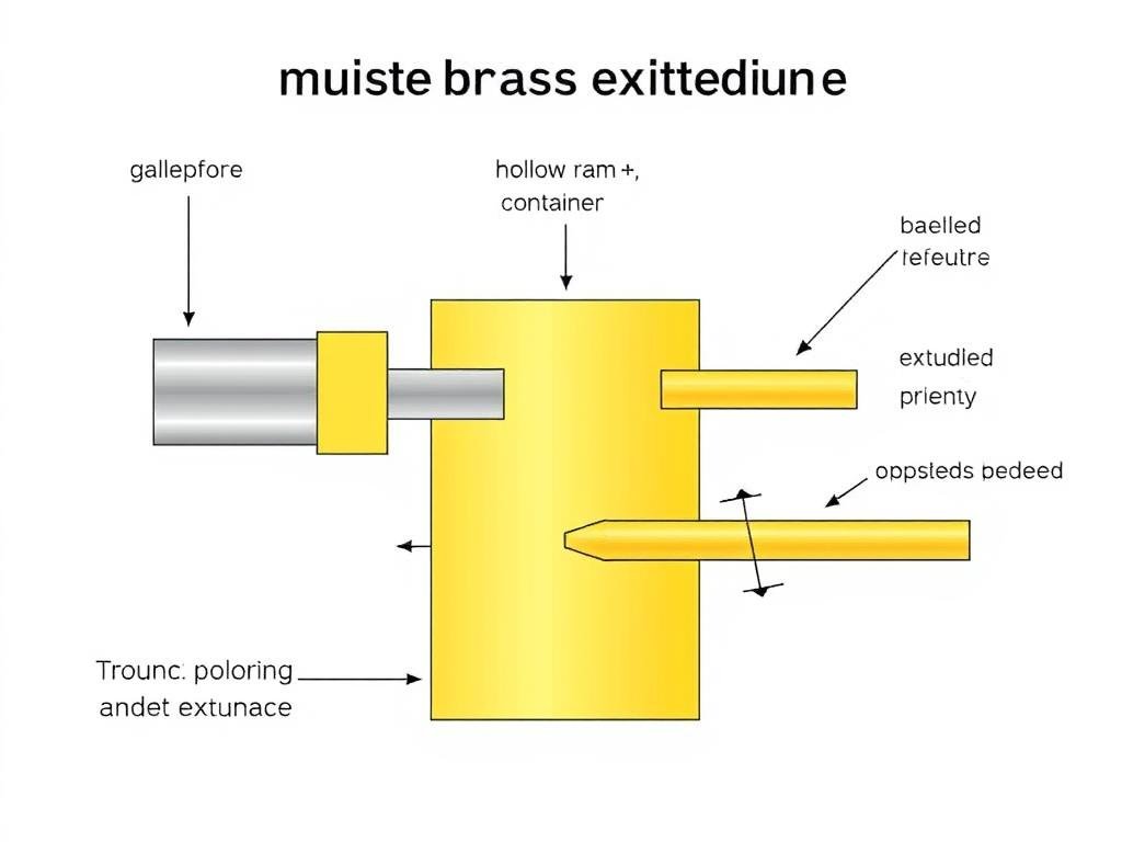 Indirect brass extrusion process diagram showing opposite material flow direction