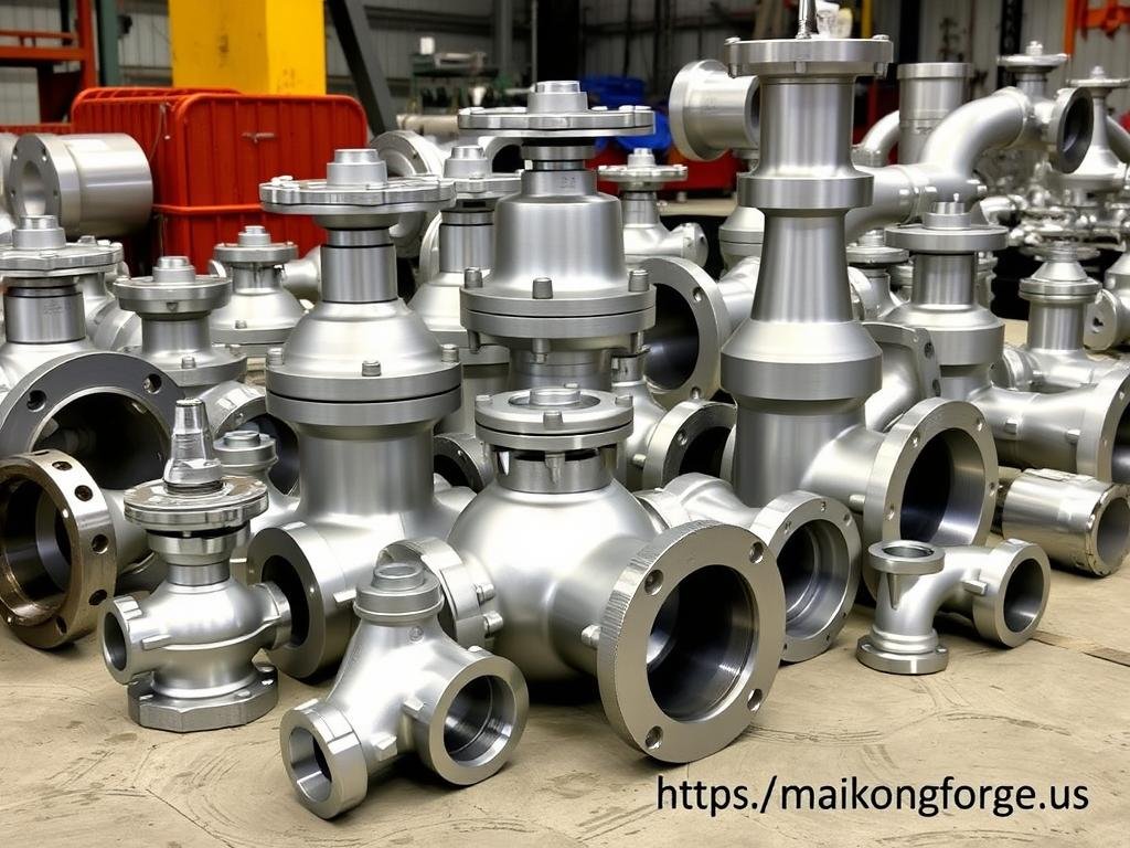 Industrial aluminum forged components manufactured by MAIKONG showing various industrial applications
