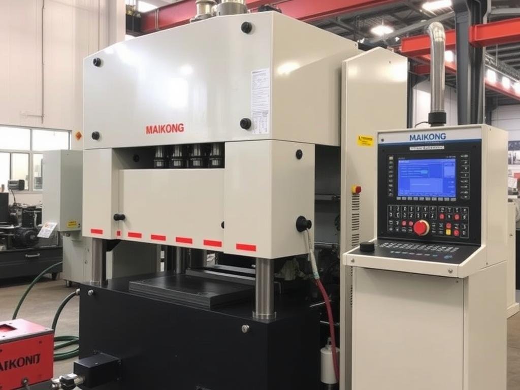 Industrial hydraulic forging press from MAIKONG with control panel visible