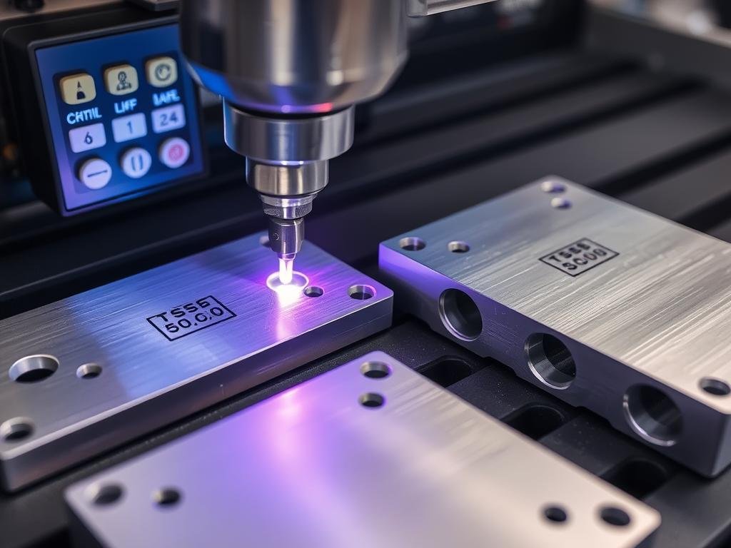 Laser engraving on aluminum forged components Laser engraving on aluminum forged components