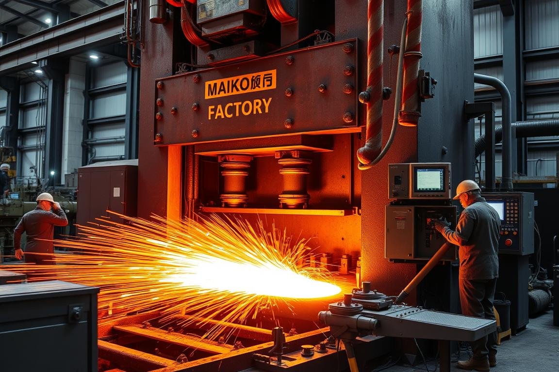 MAIKONG FACTORY steel forging operation with industrial press forming metal