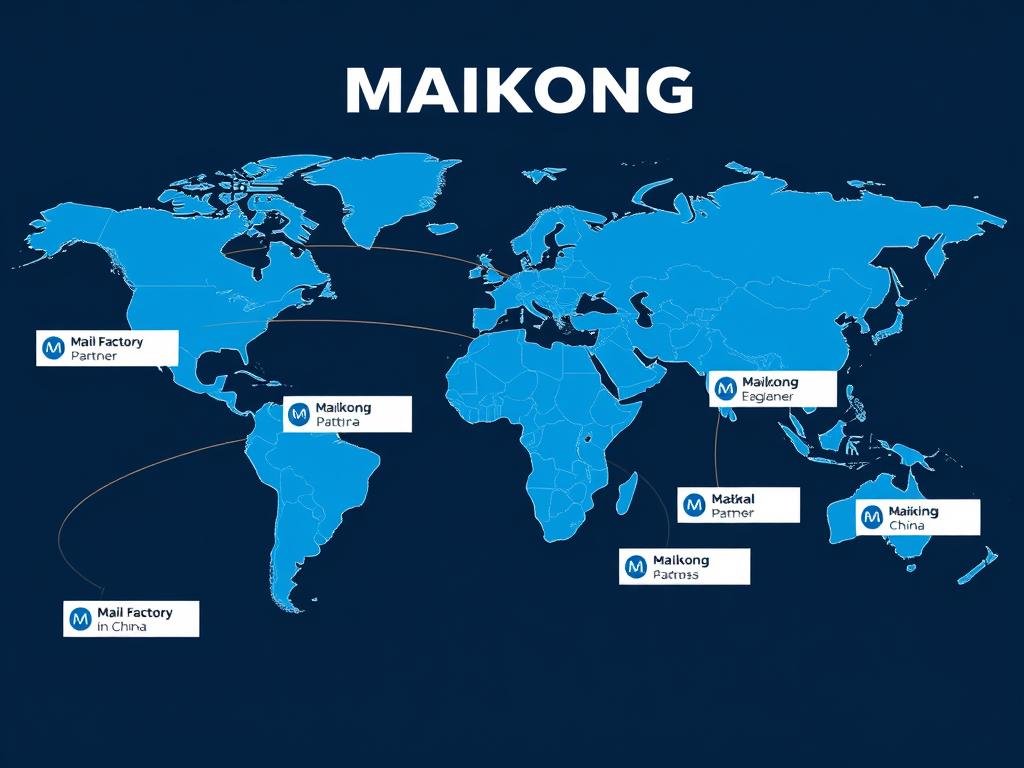 MAIKONG Factory global distribution network map showing partner locations MAIKONG Factory global distribution network map showing partner locations