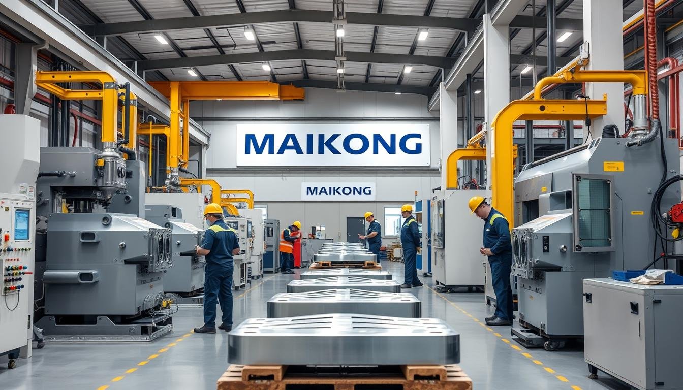 MAIKONG aluminum forging facility with advanced equipment and skilled technicians working on precision components