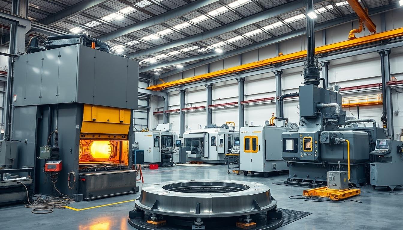 MAIKONG aluminum forging facility with hydraulic presses and CNC machines