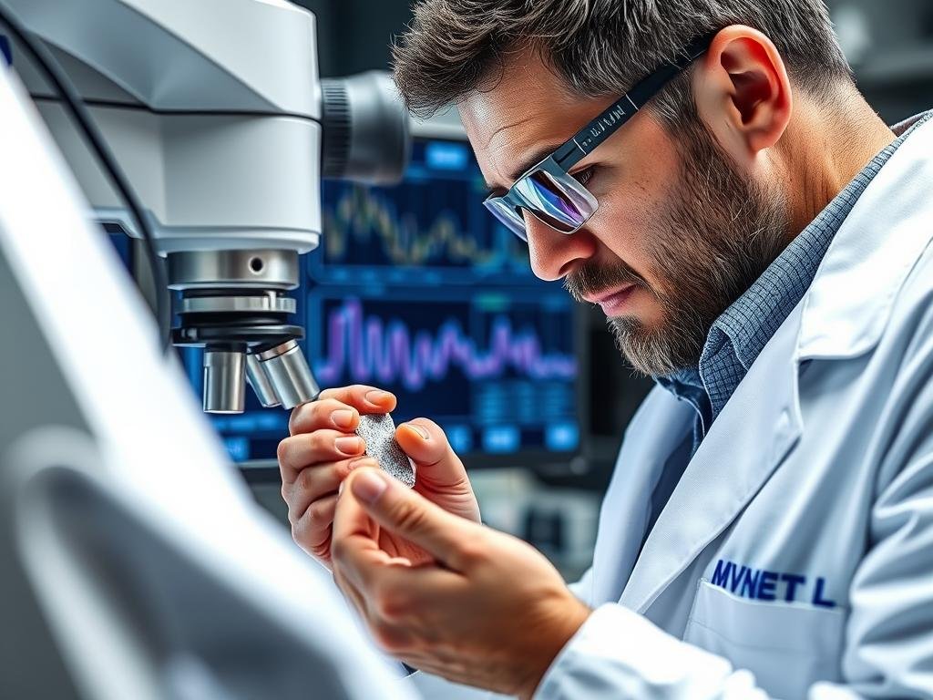 MAIKONG engineer analyzing aluminum alloy properties for industrial application MAIKONG engineer analyzing aluminum alloy properties for industrial application