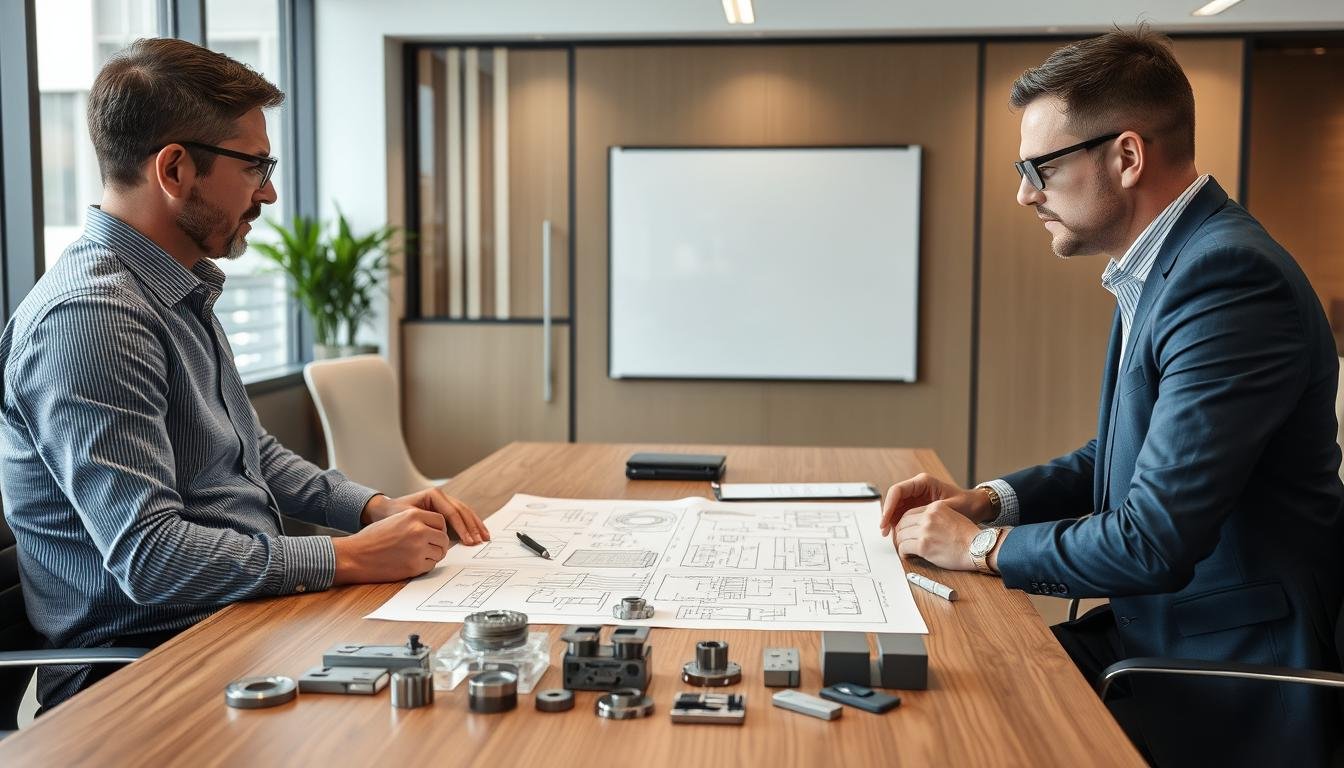 MAIKONG engineering team consulting with client on forged vs machined aluminum project