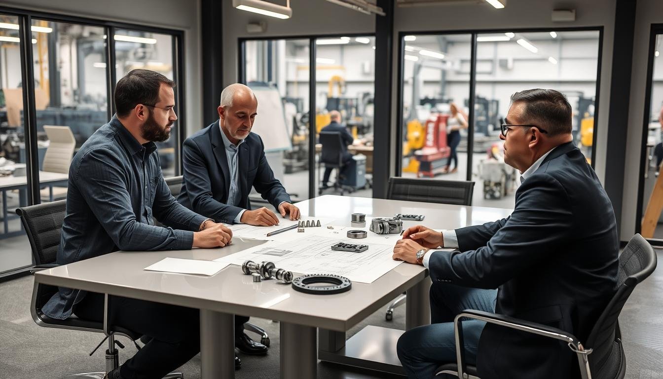 MAIKONG engineering team discussing a billet machining project with client