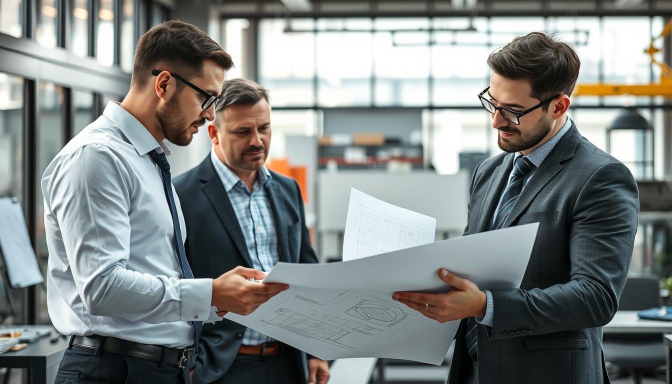 MAIKONG engineering team discussing metal forge component designs