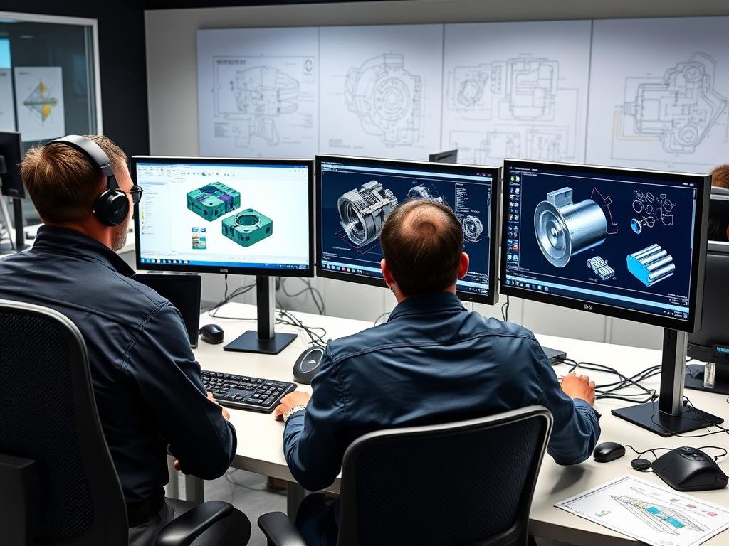 MAIKONG engineers designing precision forge tooling using advanced CAD software