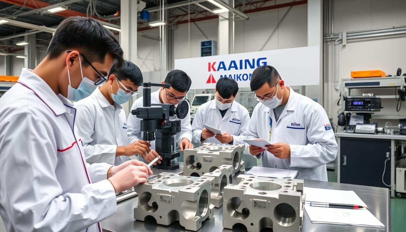 MAIKONG quality control team inspecting aluminum forged components MAIKONG quality control team inspecting aluminum forged components