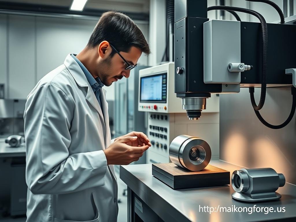 MAIKONG quality control technician inspecting forged components