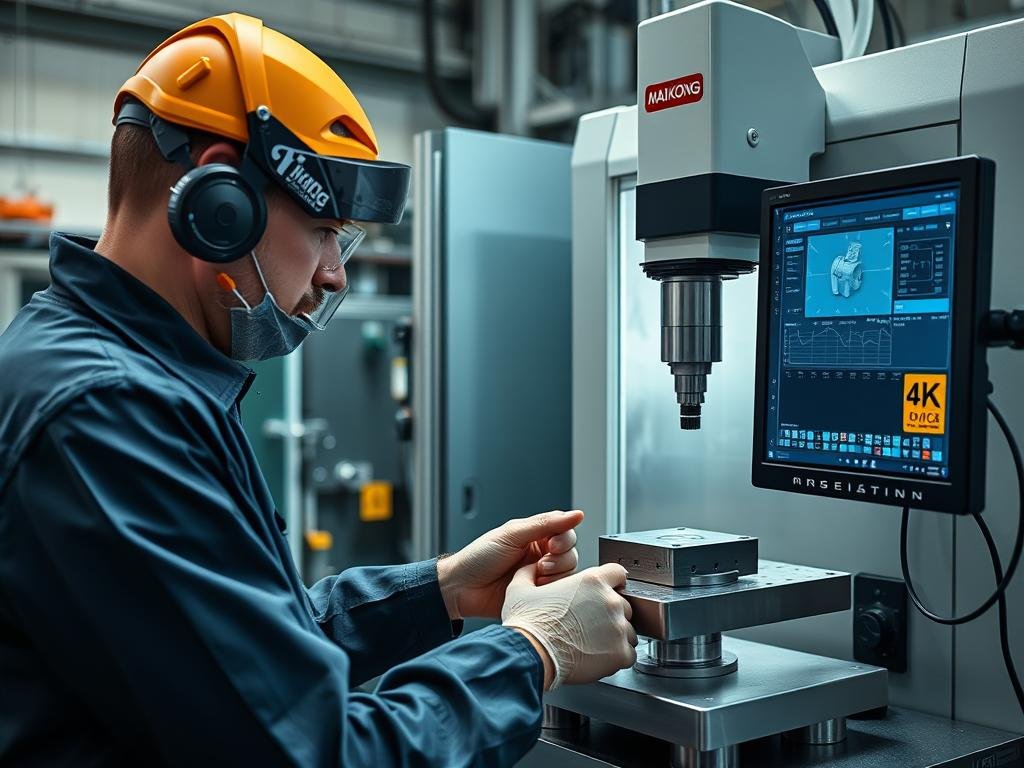 MAIKONG quality inspector using coordinate measuring machine (CMM) to verify component dimensions MAIKONG quality inspector using coordinate measuring machine (CMM) to verify component dimensions