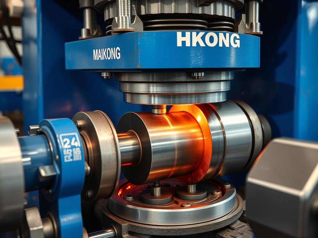 MAIKONG screw press forging system in operation showing the precision metal forming process