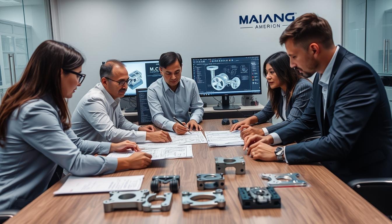 MAIKONG team members collaborating with American clients on custom forging projects