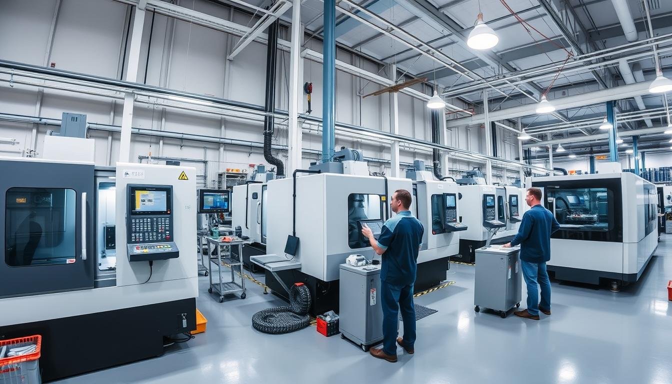 MAIKONG's CNC machining facility with multiple machines in operation MAIKONG's CNC machining facility with multiple machines in operation