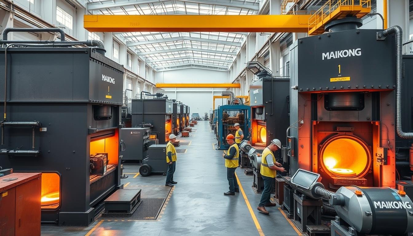 MAIKONG's advanced forging facility in Shenzhen showing hydraulic presses and forging equipment