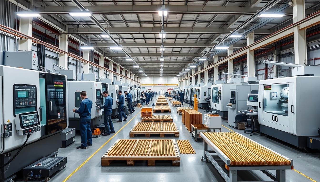 MAIKONG's advanced manufacturing facility showing CNC machining centers and brass extrusion equipment - https://maikongforge.us MAIKONG's advanced manufacturing facility showing CNC machining centers and brass extrusion equipment - https://maikongforge.us