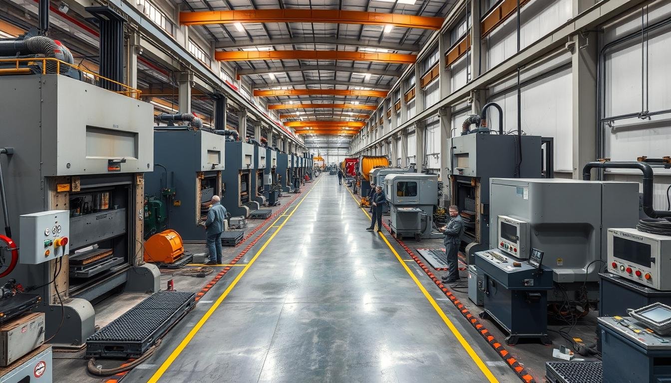 MAIKONG's advanced steel forging facility with hydraulic presses and CNC machines