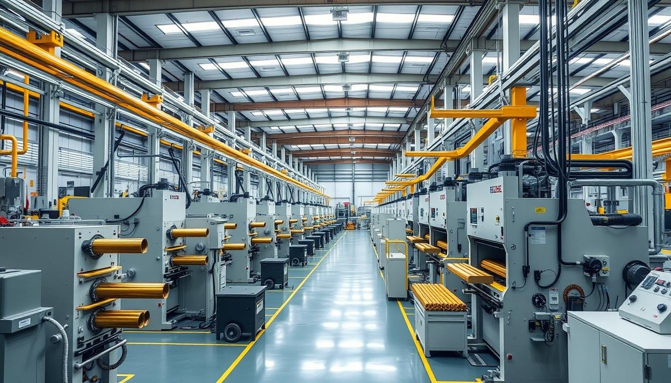 MAIKONG's brass extrusion manufacturing facility showing production equipment