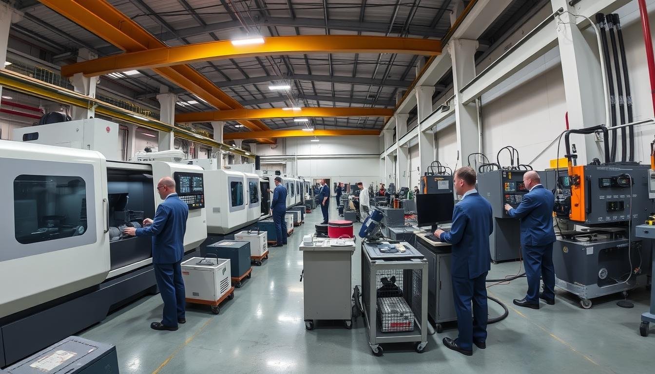 MAIKONG's manufacturing facility showing CNC machines and forging equipment