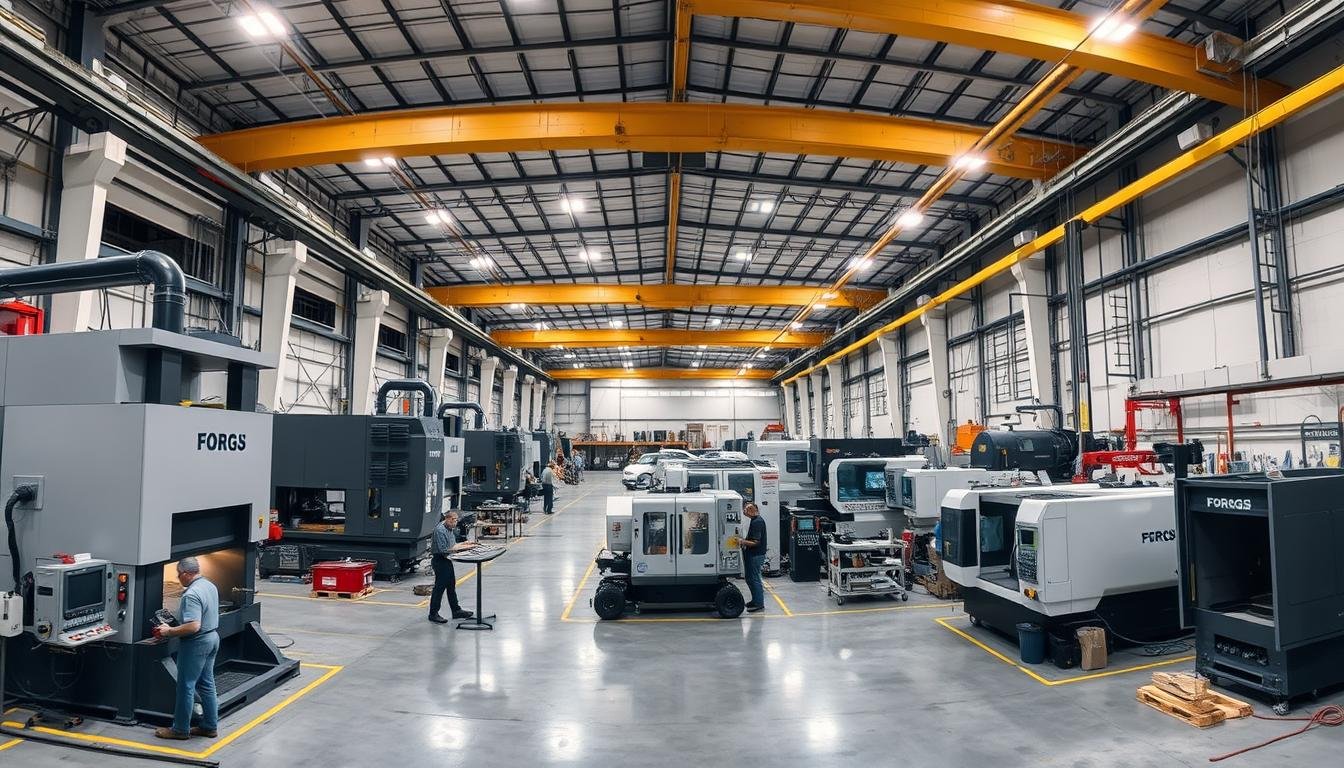 MAIKONG's manufacturing facility showing forging equipment and production lines