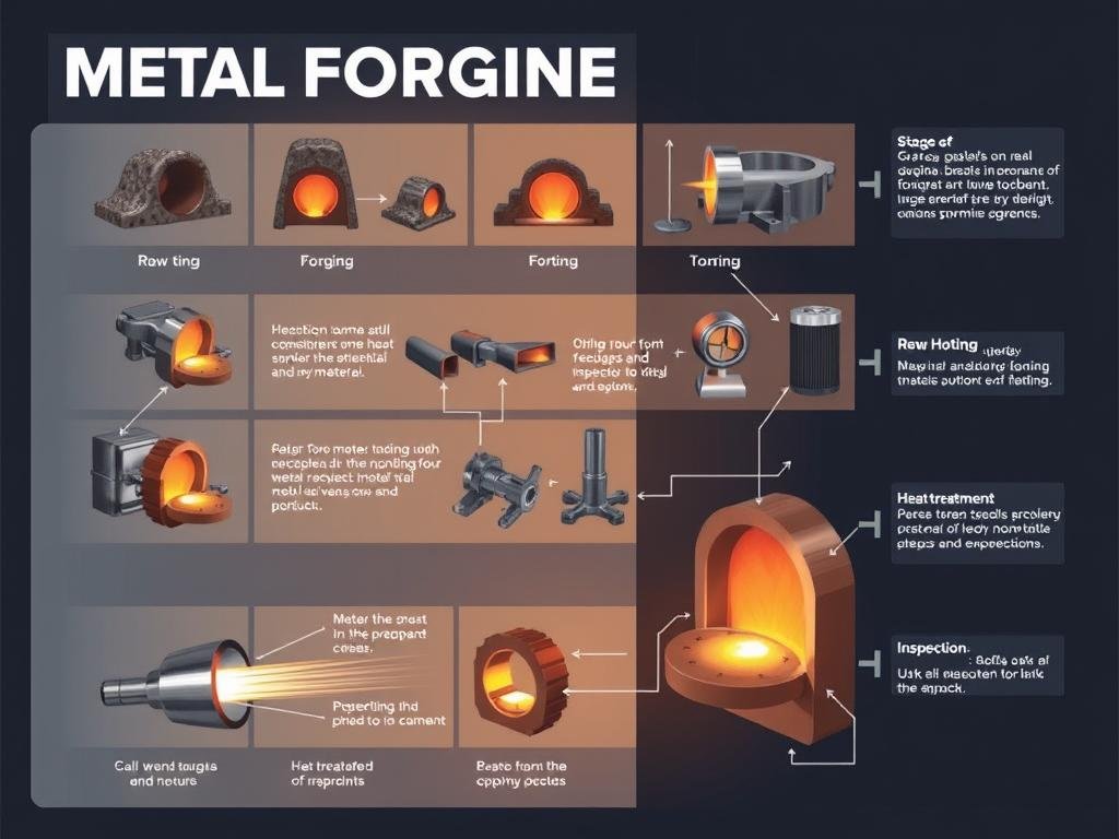 MAIKONG's metal forge manufacturing process showing sequential stages of production