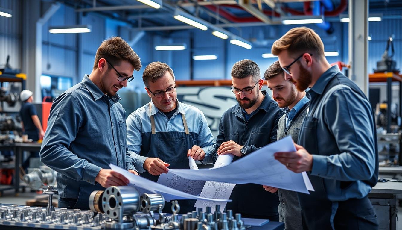 MAIKONG's team of engineers and technicians working on forged aluminum projects