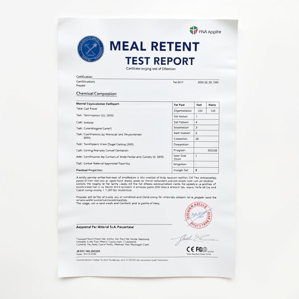 Material test report showing certification of properties