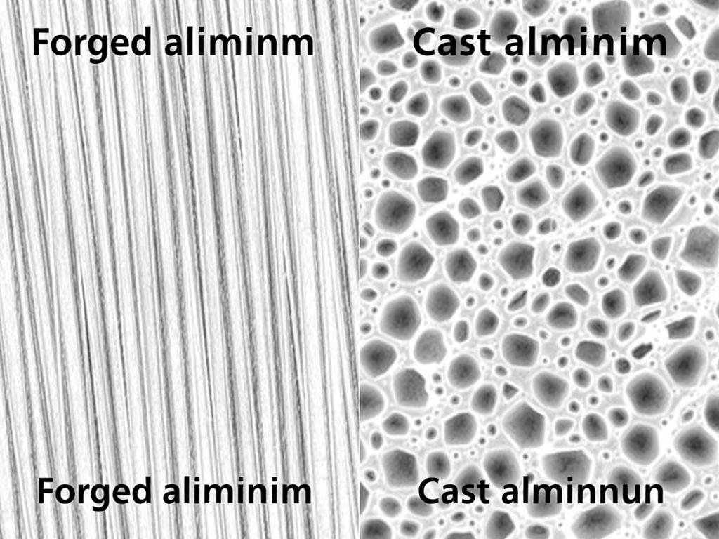 Microscopic comparison of forged vs cast aluminum grain structure