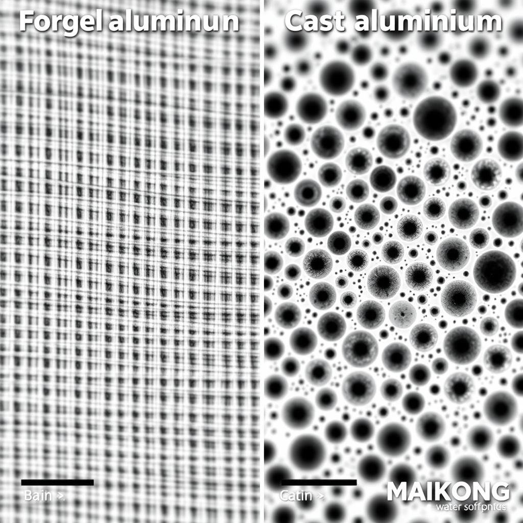 Microscopic comparison of forged vs cast aluminum structure by MAIKONG Aluminum Forging Companies